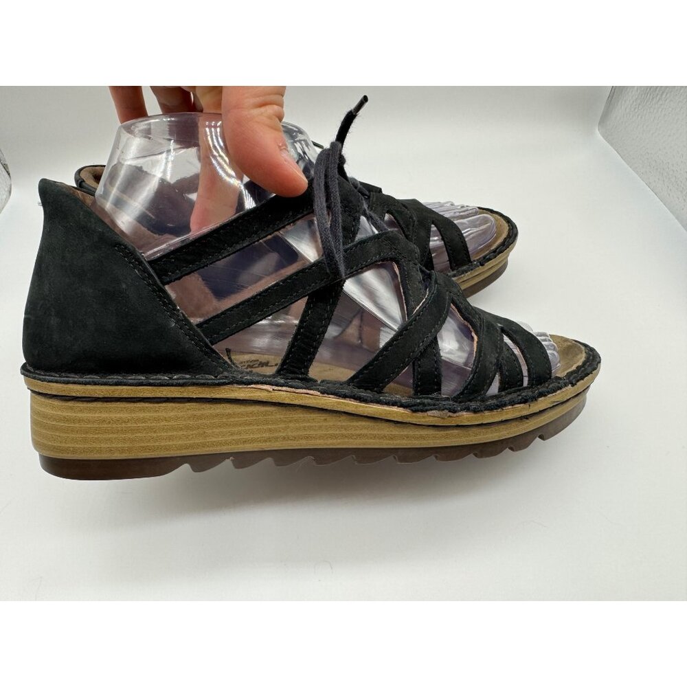 NAOT Footwear Women's Black Yarrow Lace up Sandal Size 37 US 6/6.5